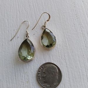 Pear shaped Prasiolite sterling silver earrings